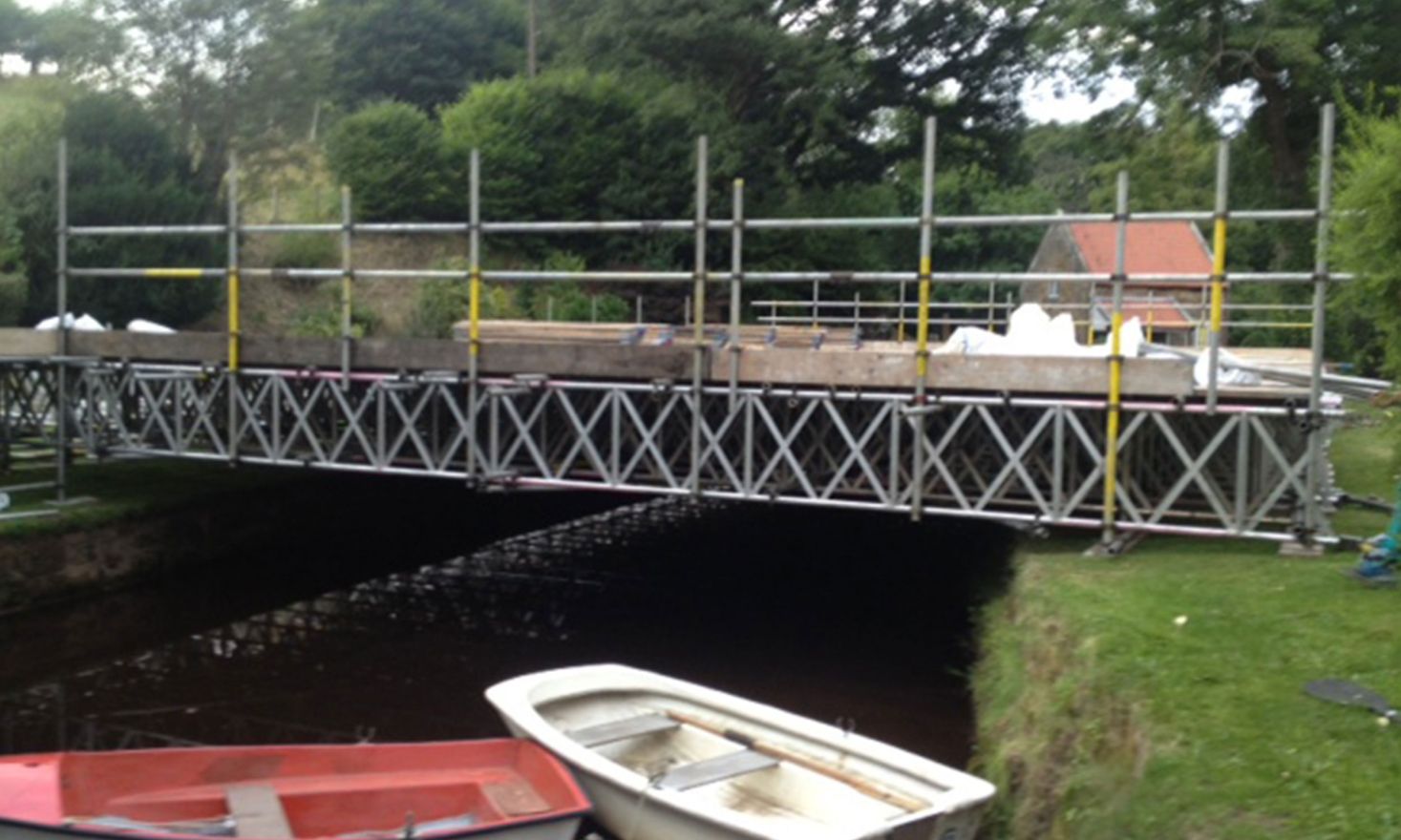 Littlebeck, Whitby - Beamed Marquee Support Scaffold over the River