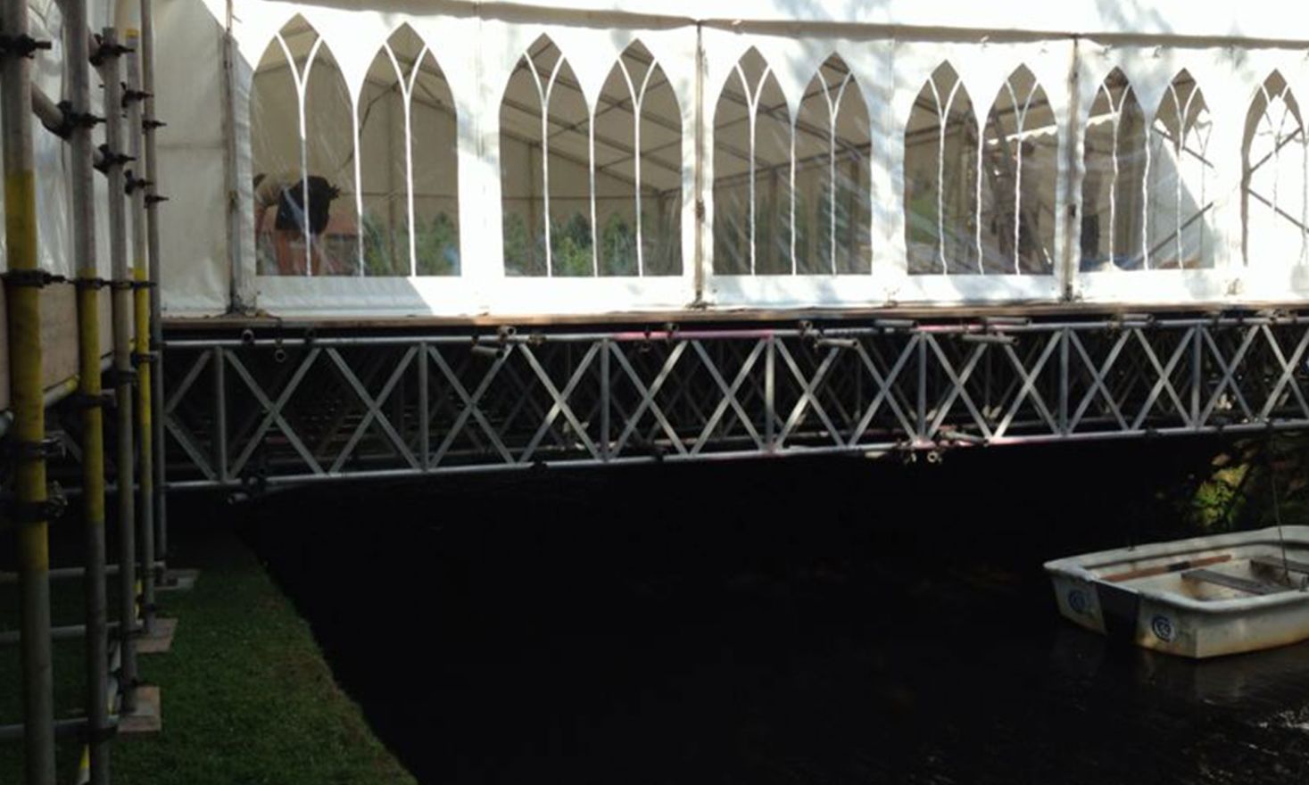 Littlebeck, Whitby - Beamed Marquee Support Scaffold over the River