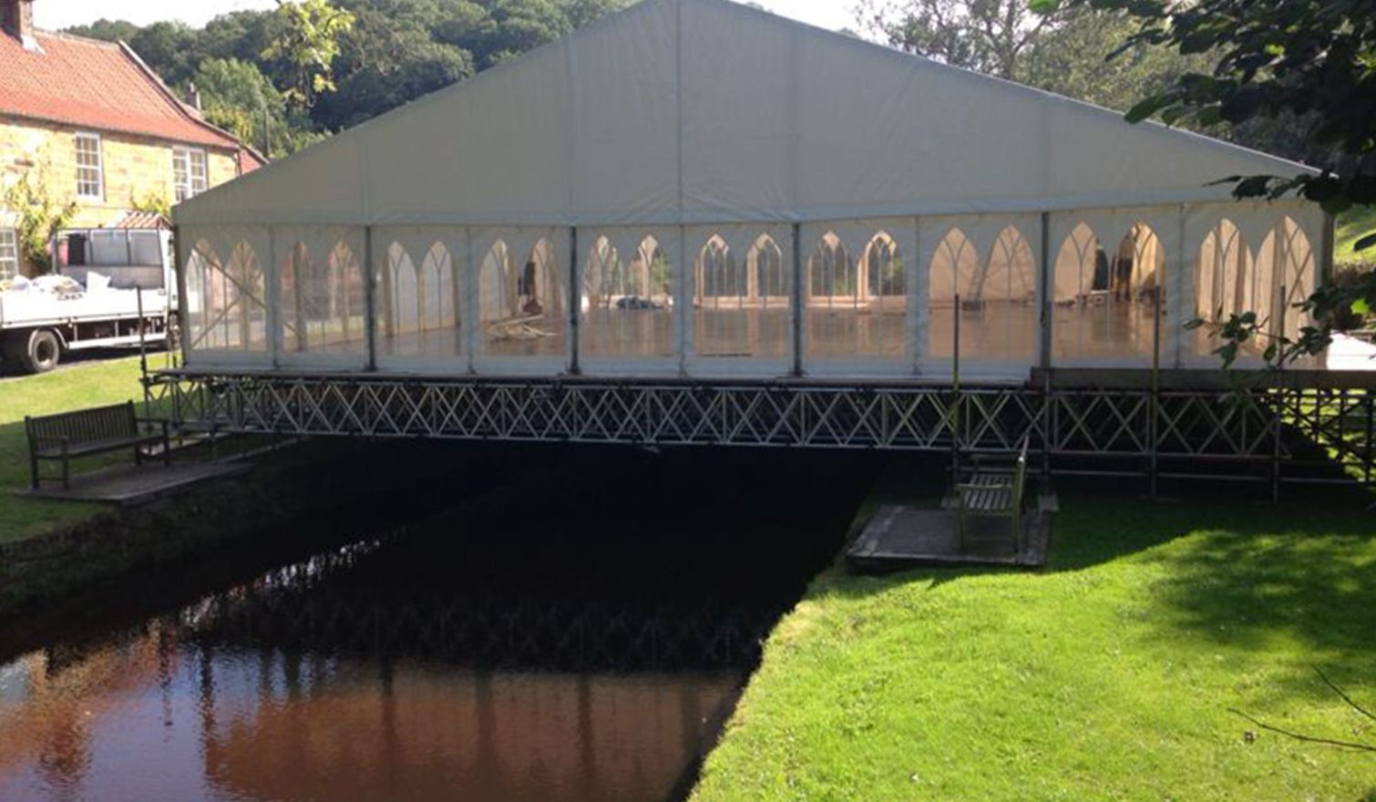 Littlebeck, Whitby - Beamed Marquee Support Scaffold over the River