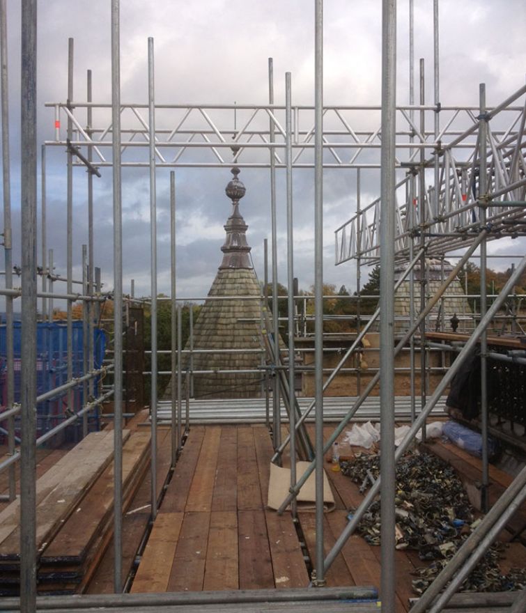 RAF Halton House - Bridged Access Scaffold for the Removal of The Belvedere (Turret)